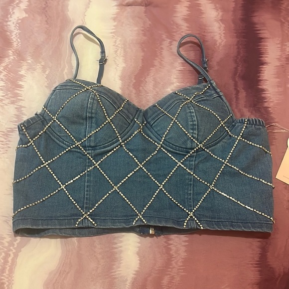Rhinestone Details Bustier Top - Picture 1 of 4